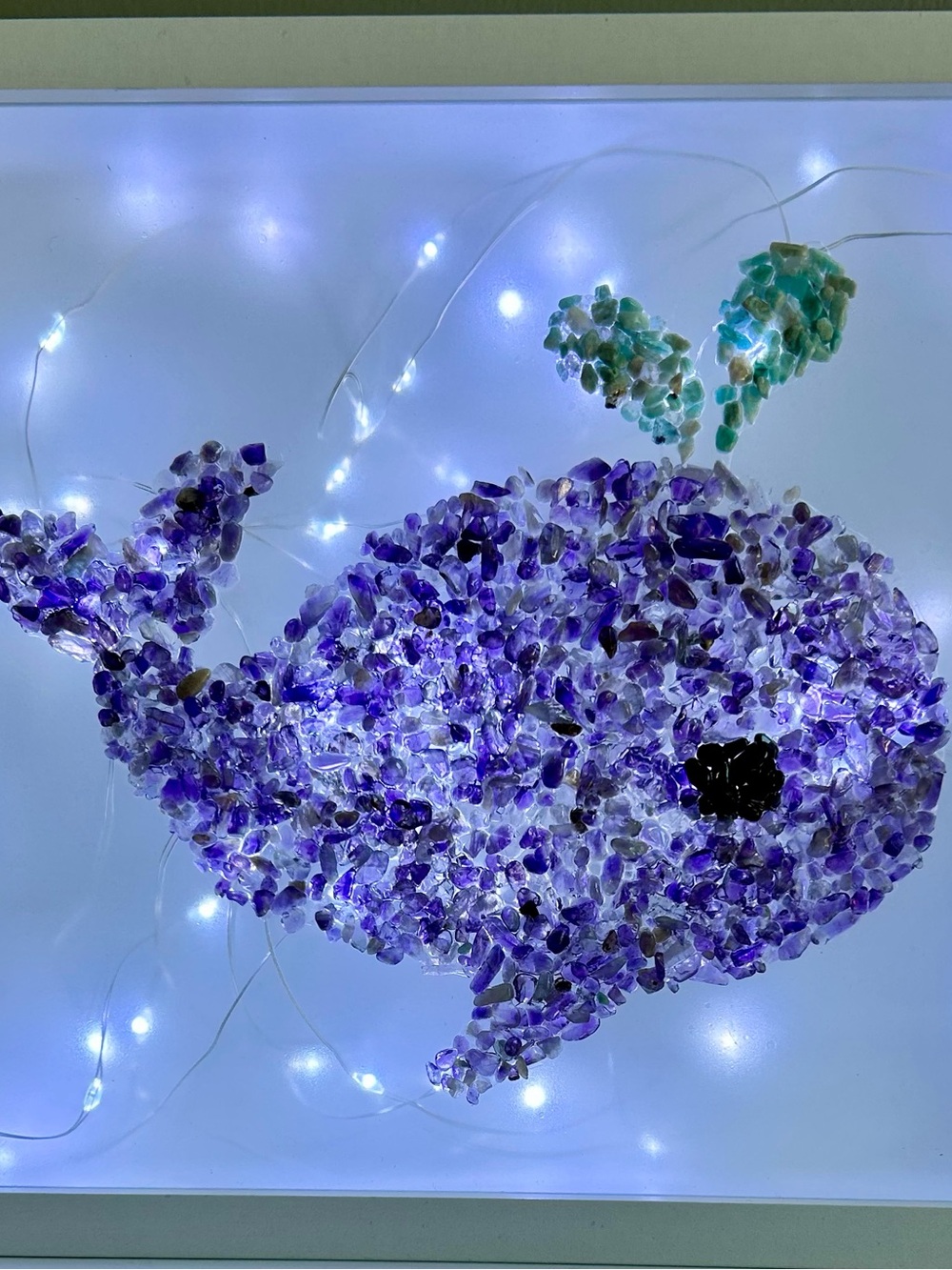 Amethyst Whale Crystal Chips Light Box